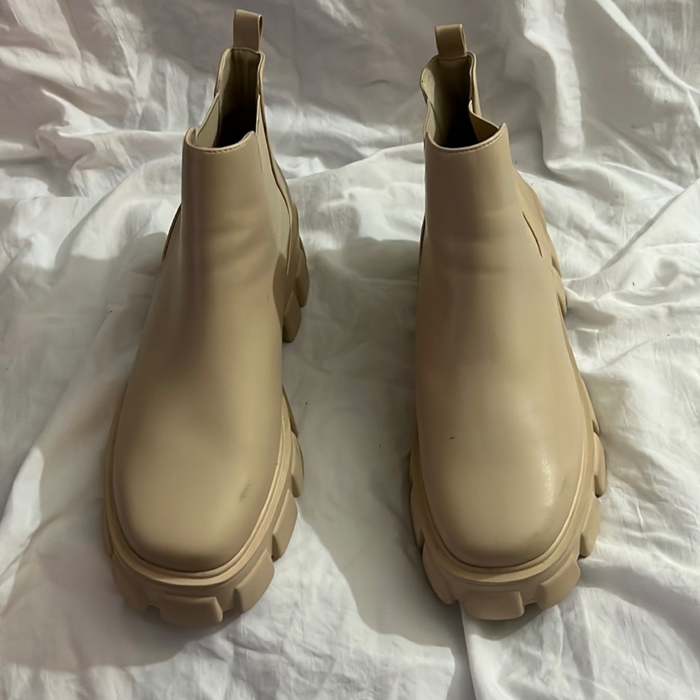 Cream ankle boots